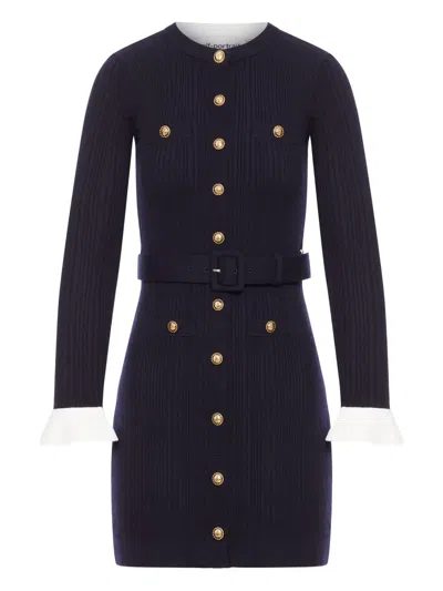 Self-portrait Navy Viscose Knit Mini Dress Clothing In Blue