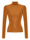 Self-portrait High-neck Fitted Top In Brown