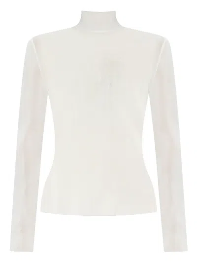 Self-portrait Ribbed High-neck Top In Neutral