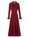 Self-portrait Button-embellished Ribbed-knit Midi Dress In Burgundy
