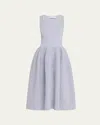 Self-portrait Crystal-embellished Ribbed Stretch-knit Midi Dress In Blue