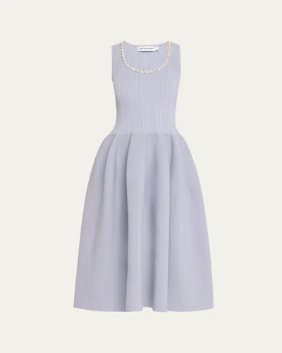 SELF-PORTRAIT RIBBED KNIT DIAMANTE MIDI DRESS