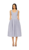 Self-portrait Crystal-embellished Ribbed Stretch-knit Midi Dress In Blue,slate