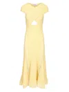 Self-portrait Knit Lace Insert Midi Dress Yellow