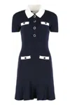 Self-portrait Ribbed Knit Dress In Blue
