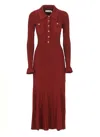 Self-portrait Knee Length Dress With Flared Cuffs And Pockets In Red