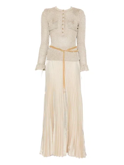 Self-portrait Ribbed-knit Lurex Maxi Dress In Gold