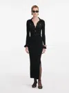 Self-portrait Ribbed Knit Maxi Dress In Black