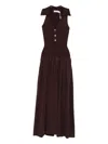 Self-portrait Embellished Ribbed-knit And Poplin Maxi Dress In Brown