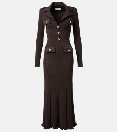 SELF-PORTRAIT RIBBED-KNIT MIDI DRESS