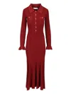 Self-portrait Knee Length Dress With Flared Cuffs And Pockets In Burgundy