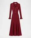 Self-portrait Self Portrait Burgundy Ribbed Knit Midi Dress In Multi