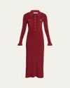 Self-portrait Self Portrait Burgundy Ribbed Knit Midi Dress In Red