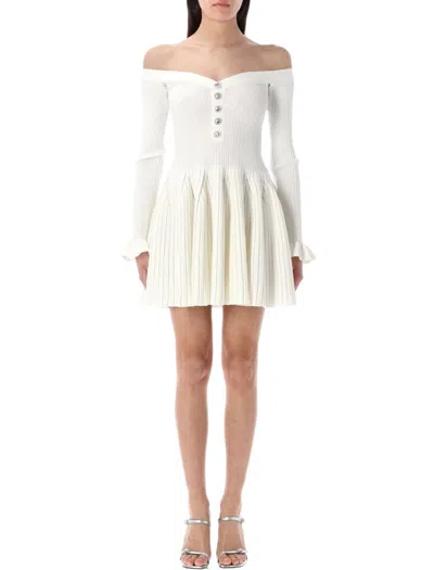 Self-portrait Knitted Mini Dress In Neutral
