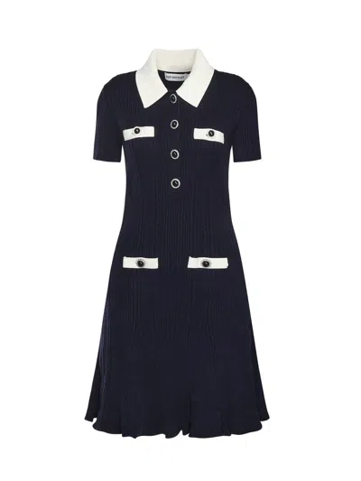 SELF-PORTRAIT RIBBED KNIT MINI DRESS