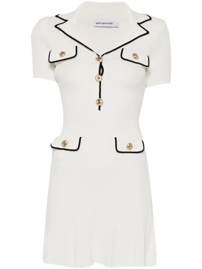 Self-portrait Self Portrait Mini Dress In Textured Knit In White