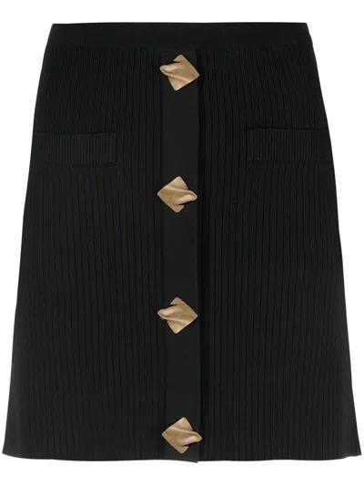 SELF-PORTRAIT RIBBED-KNIT MINI SKIRT