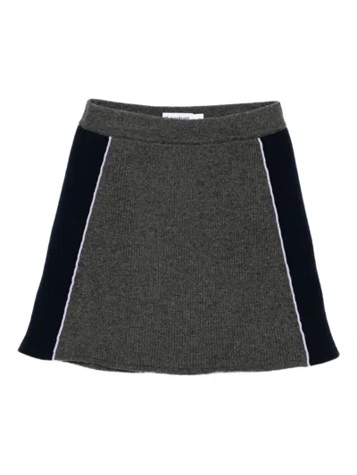 Self-portrait Ribbed Knit Mini Skirt In Gold