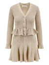 Self-portrait Metallic-effect Ruffled Knit Dress In Neutral