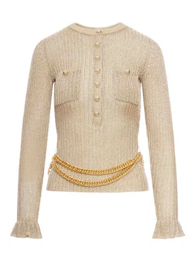 Self-portrait Ribbed Knit Top In Brown