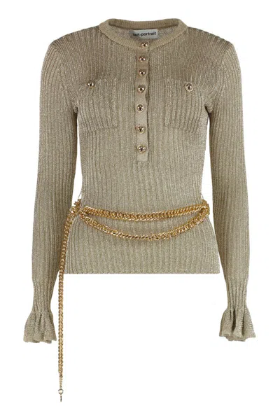 Self-portrait Ribbed Lurex Yarn Sweater In Multi