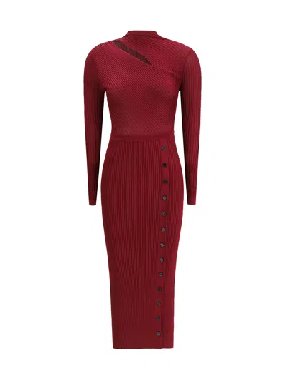 Self-portrait Ribbed Midi Dress In Red