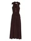 Self-portrait Embellished Ribbed-knit And Poplin Maxi Dress In Brown