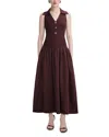 Self-portrait Embellished Ribbed-knit And Poplin Maxi Dress In Brown
