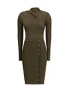 Self-portrait Self Portrait Ribbed Knit Mini Dress With Cut Outs In Khaki In Green