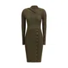 Self-portrait Self Portrait Ribbed Knit Mini Dress With Cut Outs In Khaki