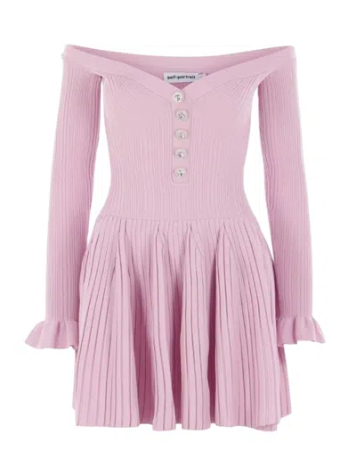 SELF-PORTRAIT RIBBED MINI DRESS