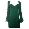Self-portrait Ribbed Mini Dress In Green Viscose In Green