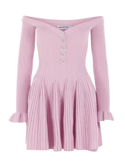 SELF-PORTRAIT SELF-PORTRAIT RIBBED MINI DRESS