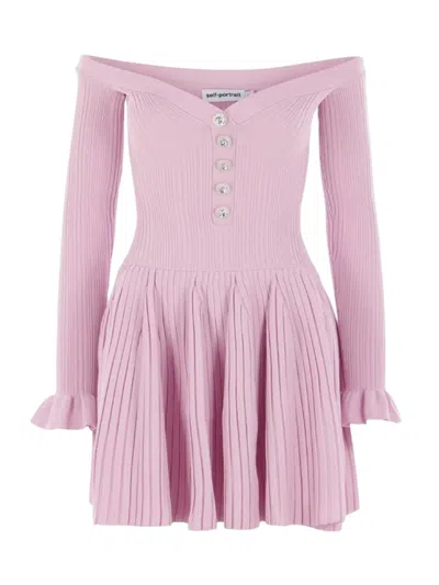 SELF-PORTRAIT RIBBED MINI DRESS
