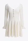 Self-portrait Ribbed Mini Dress With Pleated Skirt In White