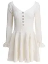 Self-portrait Ribbed Mini Dress With Pleated Skirt In Neutral