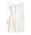 Self-portrait Off-the-shoulder Pleated Ribbed-knit Mini Dress In White