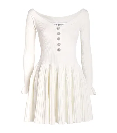 Self-portrait Knitted Mini Dress In Neutral