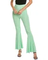 Self-portrait Ribbed-knit Flared Pants In Green
