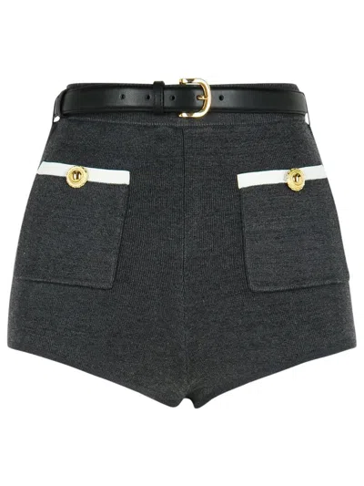 SELF-PORTRAIT RIBBED STRETCH VISCOSE BLEND SHORTS WITH CONTRAST TRIM