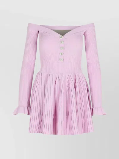 SELF-PORTRAIT RIBBED TEXTURE OFF-THE-SHOULDER DRESS