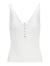Self-portrait Ribbed Top With Lace In White
