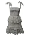 Self-portrait Self Portrait Ribbon Guipure Lace Tiered Mini Dress In White Polyester In White