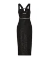 Self-portrait Tinsel Boucle Belted Cutout Midi Dress In Black