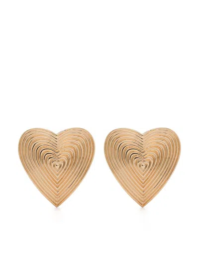 Self-portrait Ridged-heart Earrings In Gold