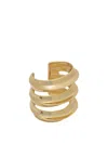 Self-portrait Sculpted Double Cuff Bracelet In Gold