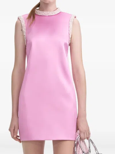 Self-portrait Round-neck Mini Dress In Pink