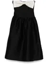 Self-portrait Taffeta Contrast-bow Midi Dress In Black  