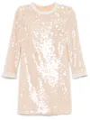 Self-portrait Mini Dress With Pearl Trim And Sequins In Beige