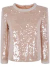 Self-portrait Pearl Trim Sequin Top In Beige